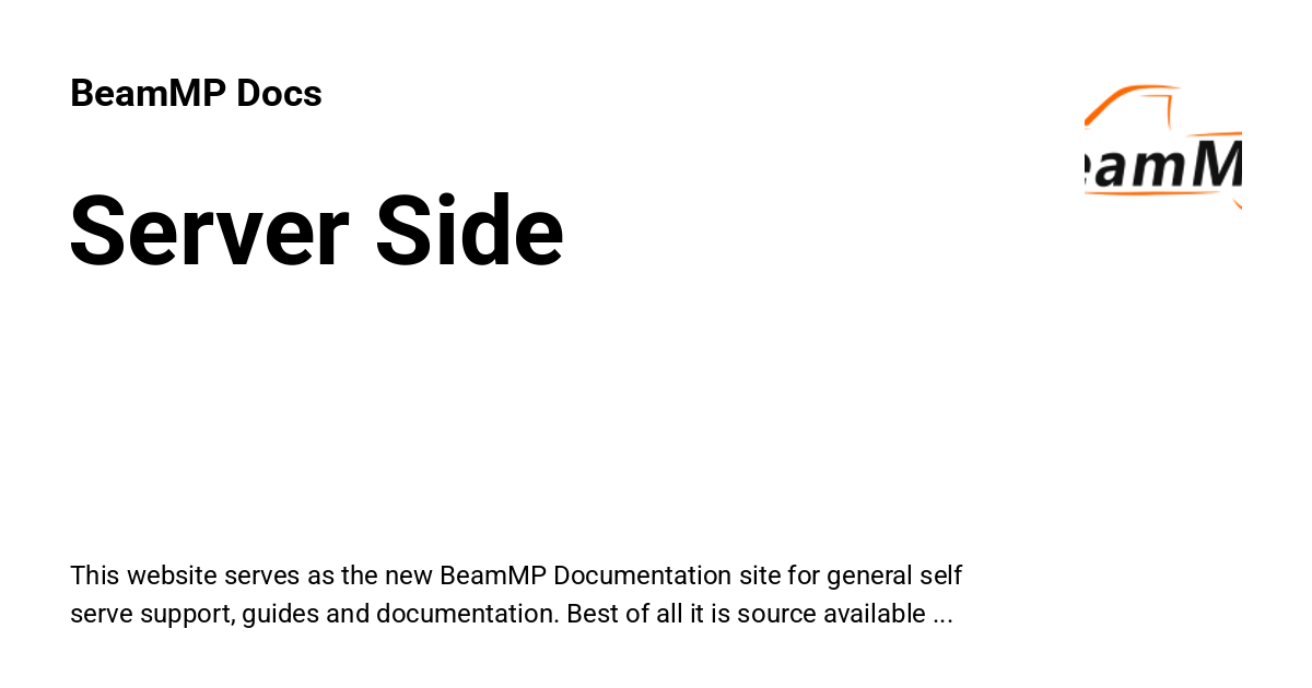 Server Side - BeamMP Docs