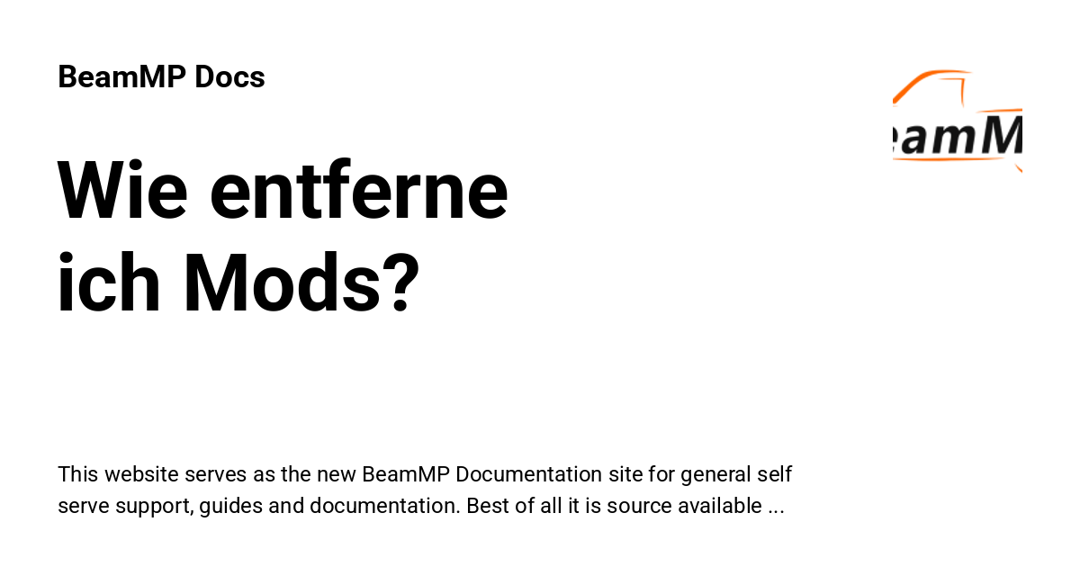 Wie entferne ich Mods? - BeamMP Docs