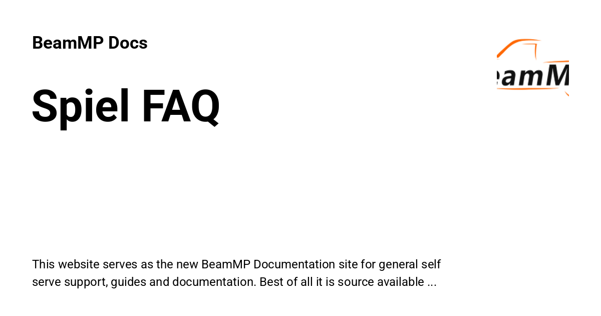 Spiel FAQ - BeamMP Docs