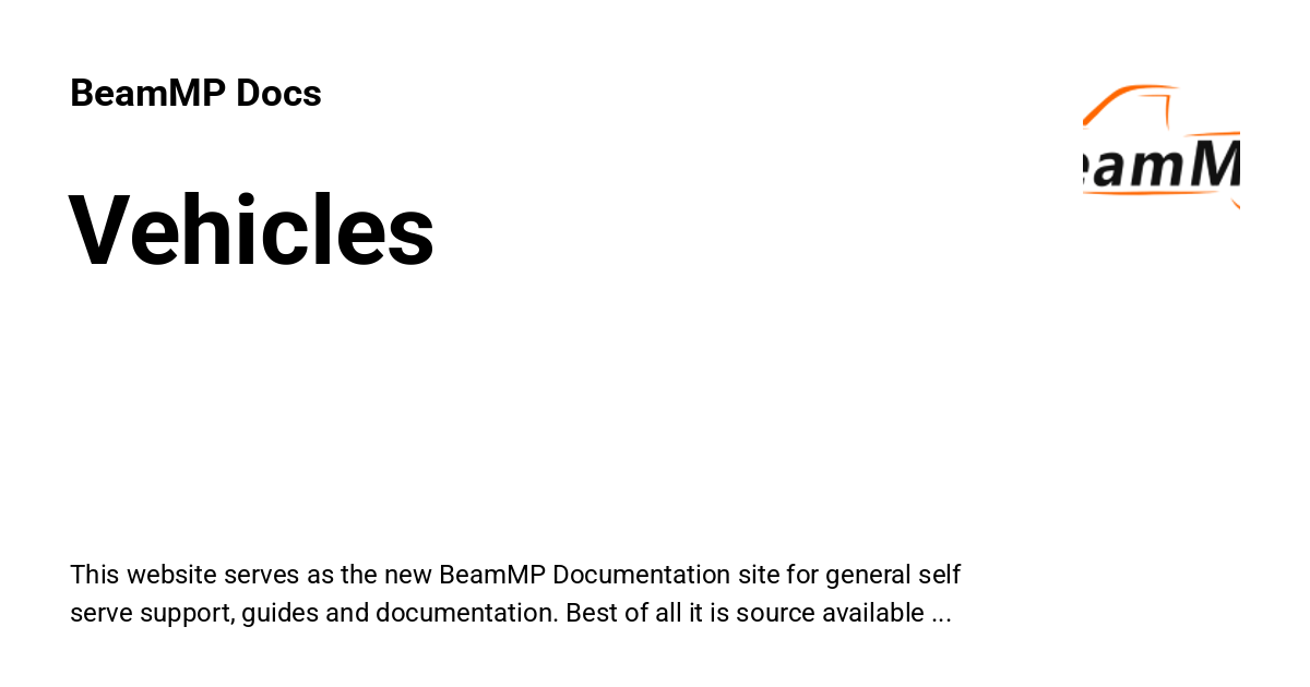 Vehicles - BeamMP Docs