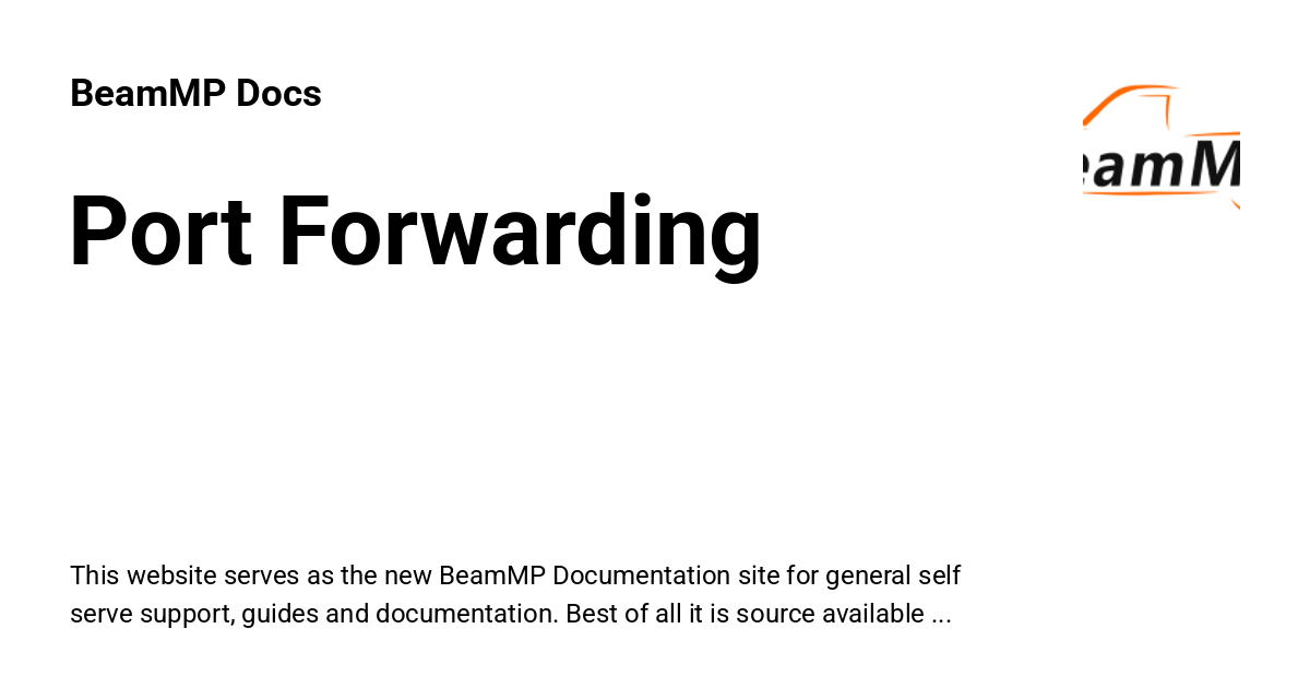 Port Forwarding - BeamMP Docs