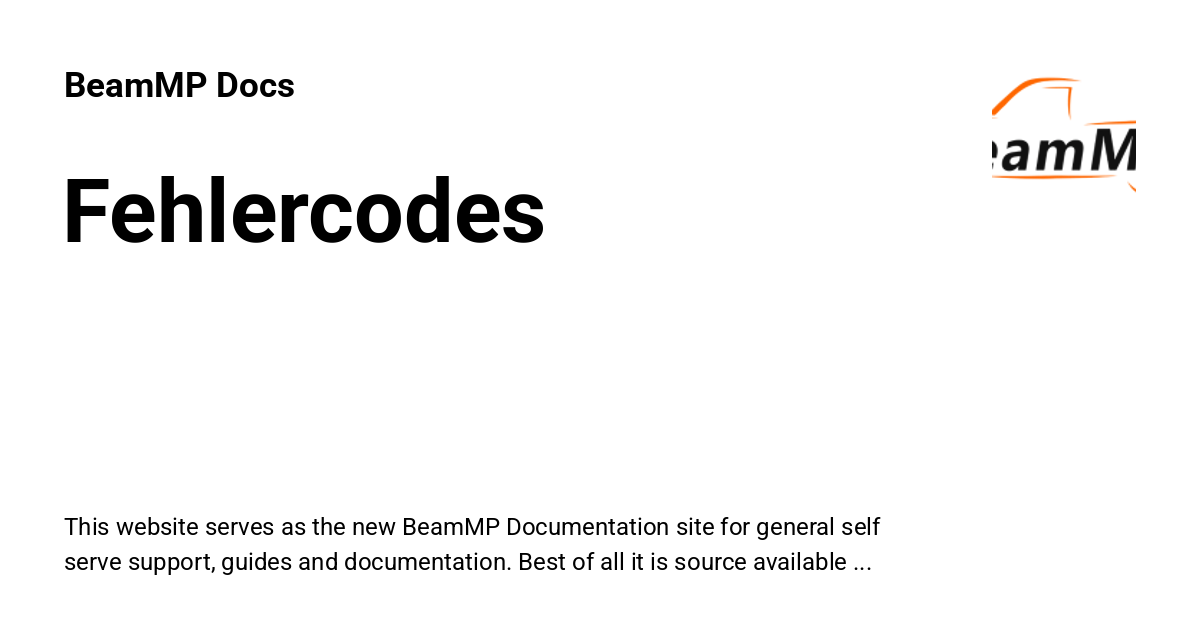 Fehlercodes - BeamMP Docs