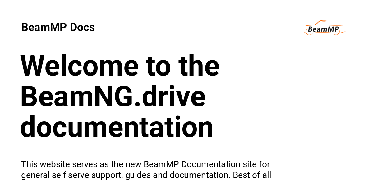 Welcome To The BeamNG.drive Documentation - BeamMP Docs