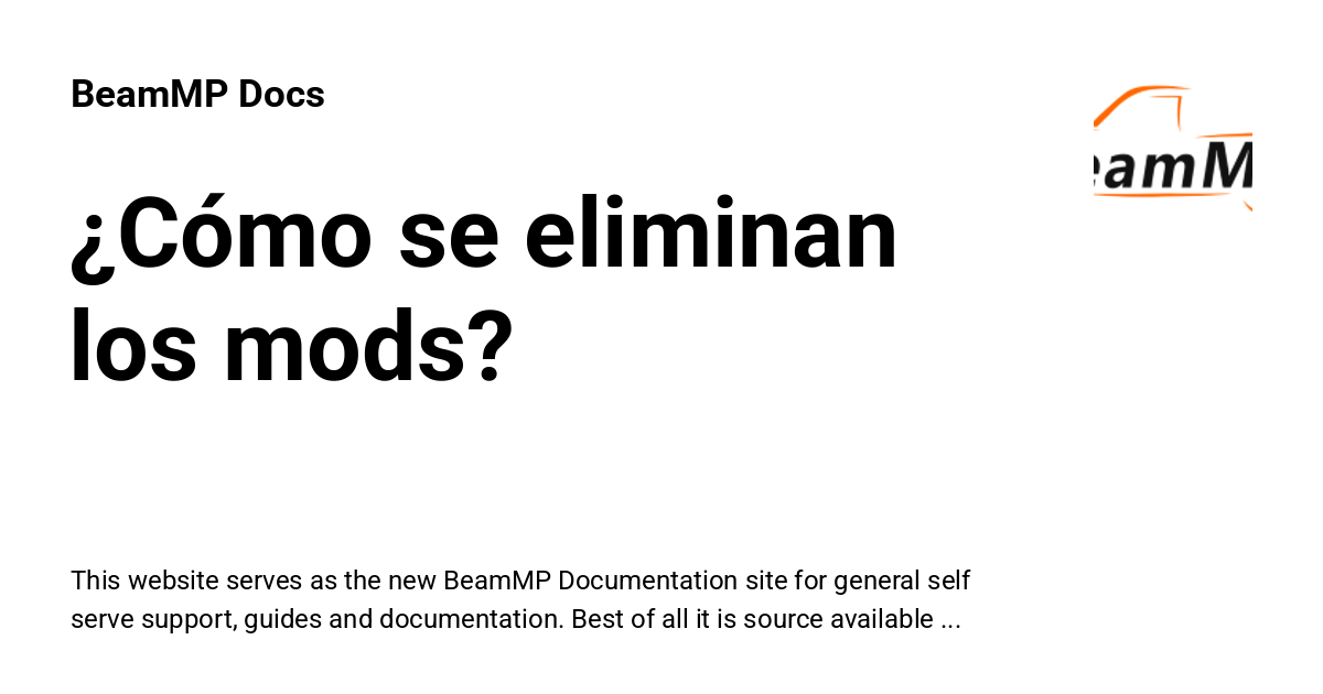 ¿Cómo se eliminan los mods? - BeamMP Docs