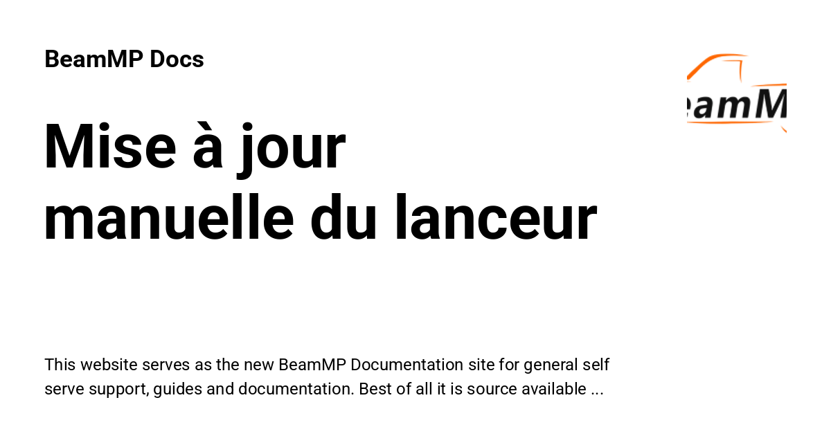 Mise à jour manuelle du lanceur - BeamMP Docs