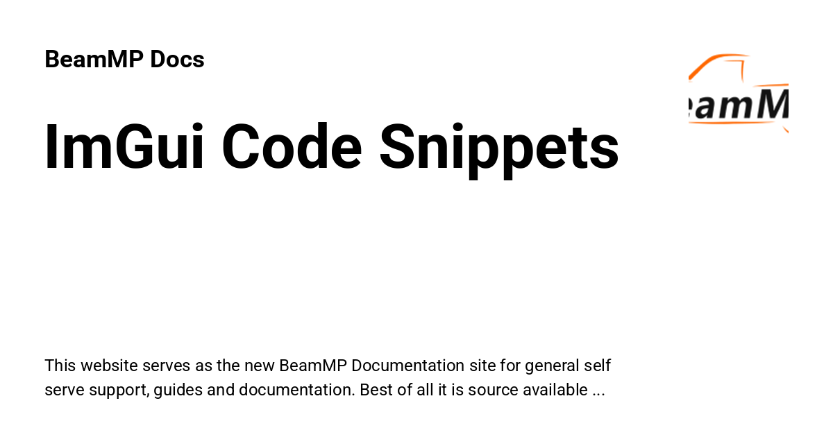 ImGui Code Snippets - BeamMP Docs