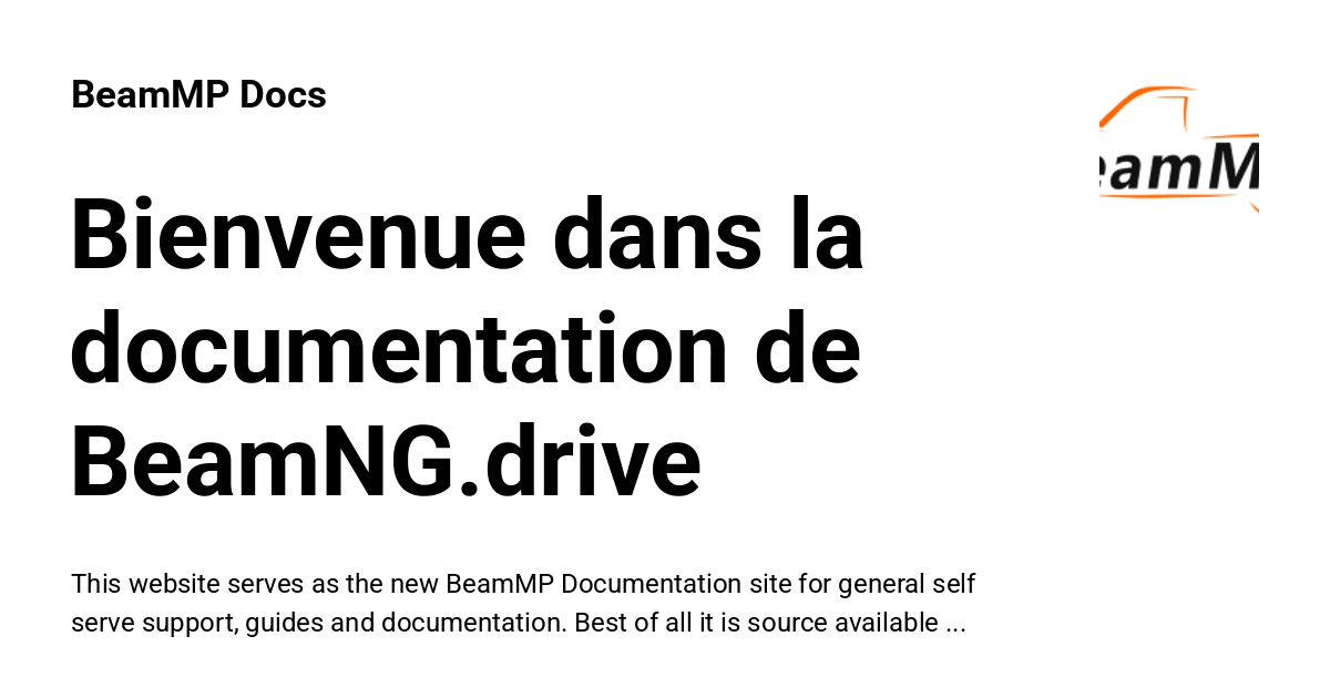 Welcome to the BeamNG.drive documentation - BeamMP Docs