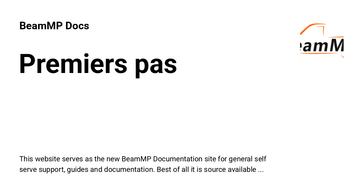 Premiers pas - BeamMP Docs