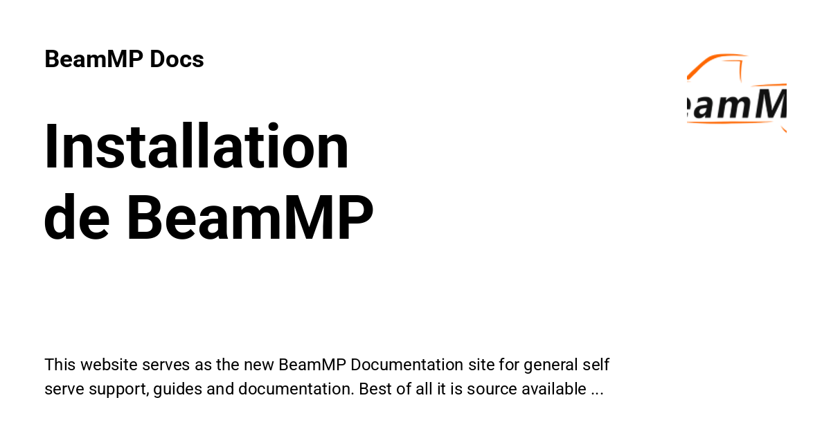 Installation de BeamMP - BeamMP Docs