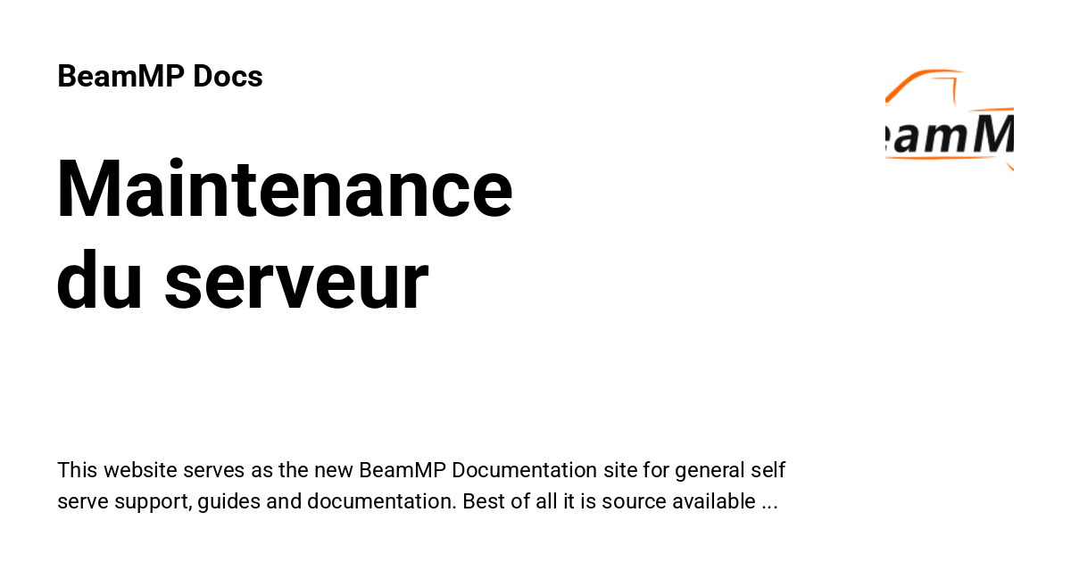 Maintenance du serveur - BeamMP Docs