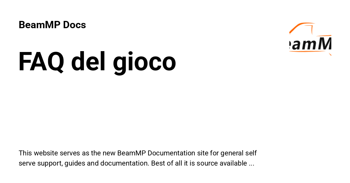 FAQ del gioco - BeamMP Docs