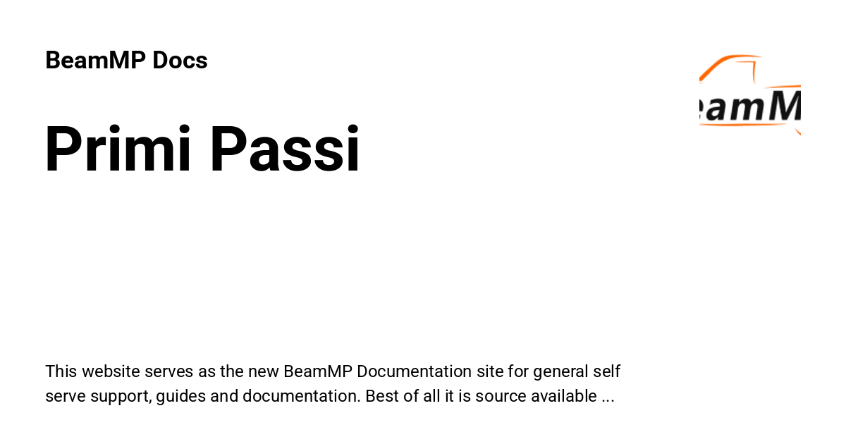 Primi Passi - BeamMP Docs