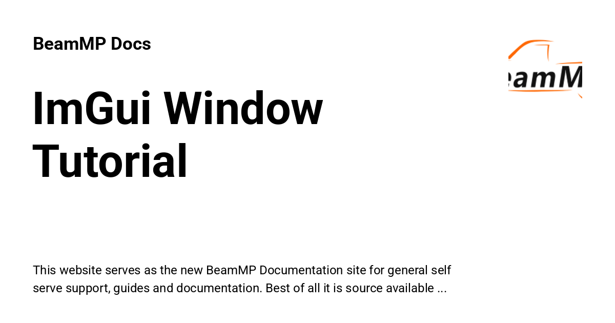 ImGui Window Tutorial - BeamMP Docs