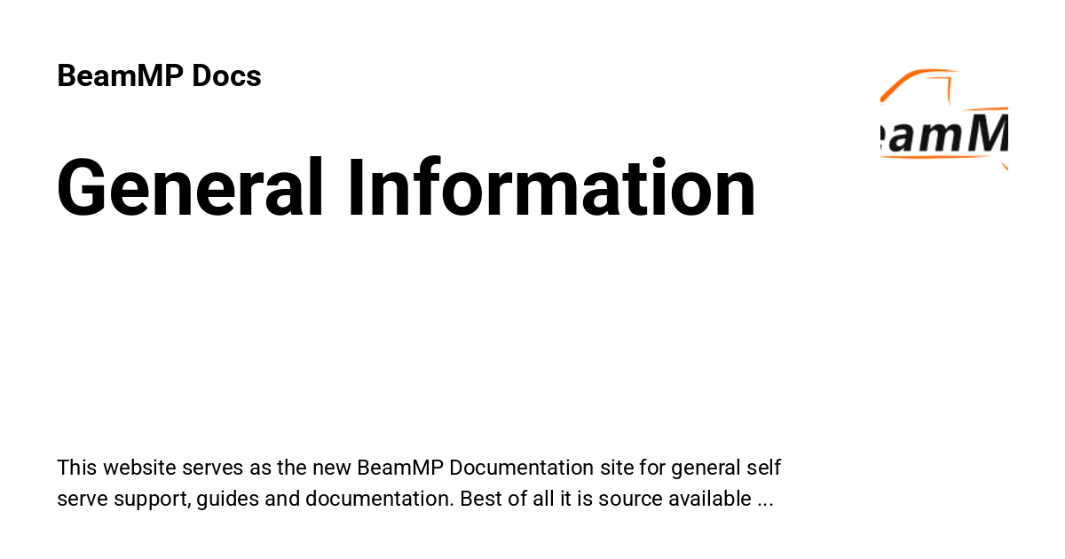 General Information - BeamMP Docs