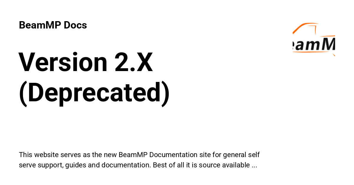 Version 2.X (Deprecated) - BeamMP Docs