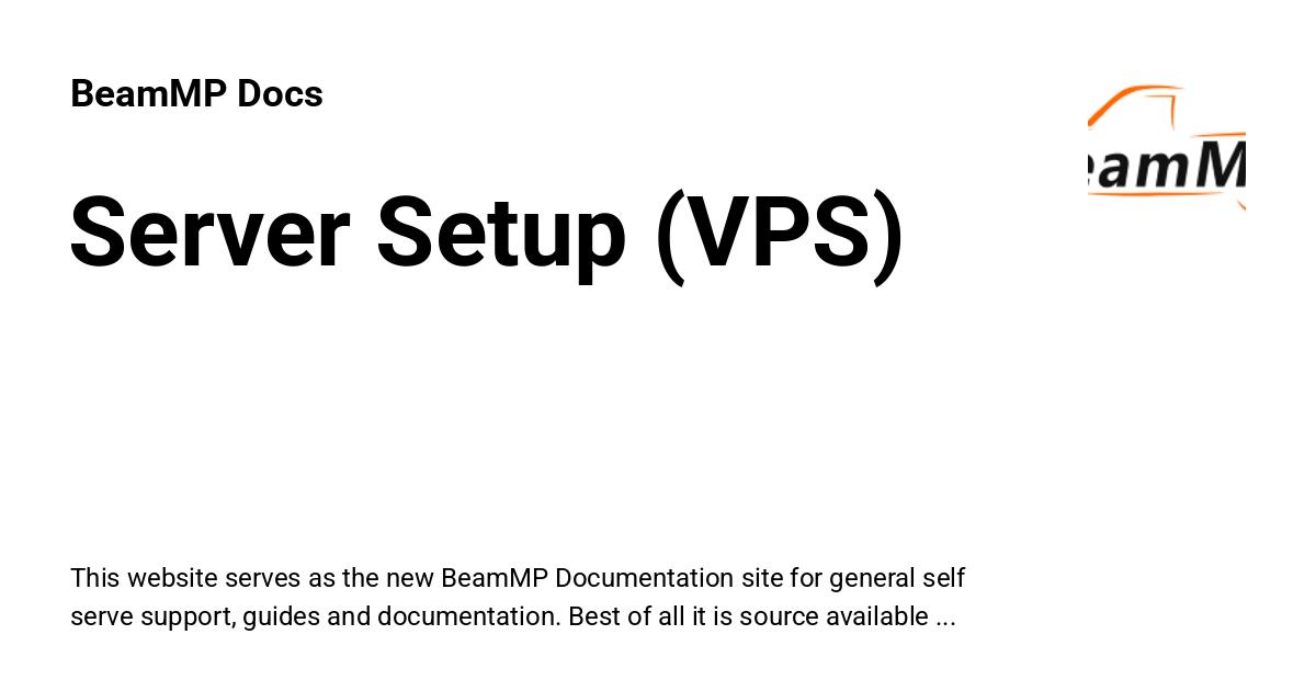 Server Setup (VPS) - BeamMP Docs